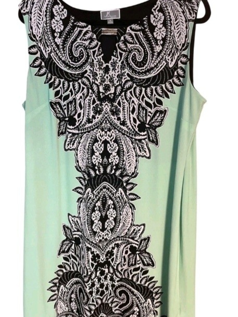 JM Collection Mint Green & Black Paisley Print Women's Dress Size 1X